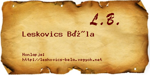 Leskovics Béla névjegykártya