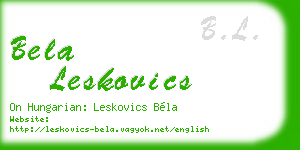 bela leskovics business card